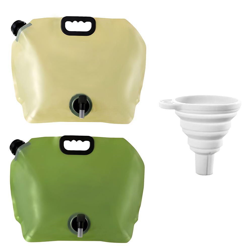 Bidon D’eau Pliable 8L – 2 Réservoirs Avec Robinet Et Entonnoir, Pour Camping Et Randonnée