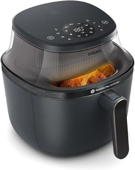 Philips Airfryer 3000 Series 7.2L, Sichtfenster, 16 Garmethoden, RapidAir Plus Technologie, Fat Removal, HomeID Rezepte-App, mühelose Reinigung (NA340/00)