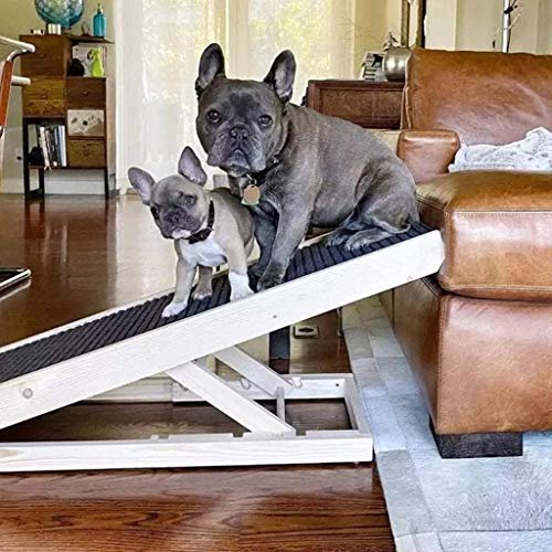 SASRL Adjustable Pet Ramp for All Dogs and Cats - for Couch or Bed with Paw Traction Mat, 40 in Long and Adjustable from 9” to 24” - Non Slip Carpet Surface Height Adjustable Ramp Up to 200 Lbs