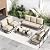 UDPATIO Patio Furniture Set,Metal Patio Furniture Sets,Beige Modern Outdoor Furniture,7 Piece Outdoor Patio Furniture with 5.75" Extra Thick Cushion for Backyard,Garden?Include Waterproof Covers?