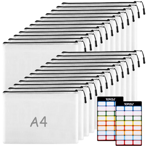 Image of 24pcs A4 Mesh Zipper Pouch File Bags, Black Reusable Zipper Bags for Organizing Storage, Waterproof Puzzle Bag, Zipper File Bags for Board Game Storage and School Office Supplies