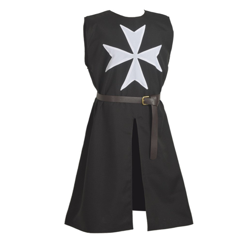 BLESSUME Medievale templare Cavaliere Tunica Mantello Cintura Cosplay Costume Impostato