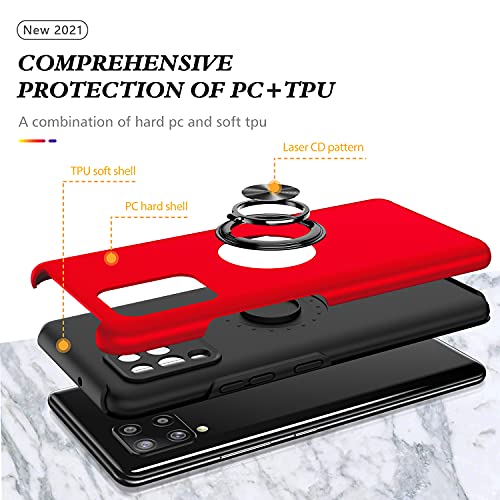Image of Galaxy A42 5G Case for Samsung A42 Case Military Grade Shockproof Built-in Ring Holder Kickstand Car Mount Armor Heavy Duty Protective Case for Galaxy A42 Phone Case (Red)