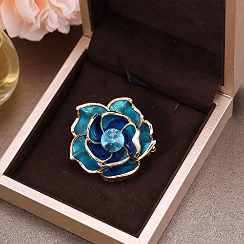 Image of Women Camellia Flower Pearl Enamel Brooch Pins for Ladies Jewelry Fashion
