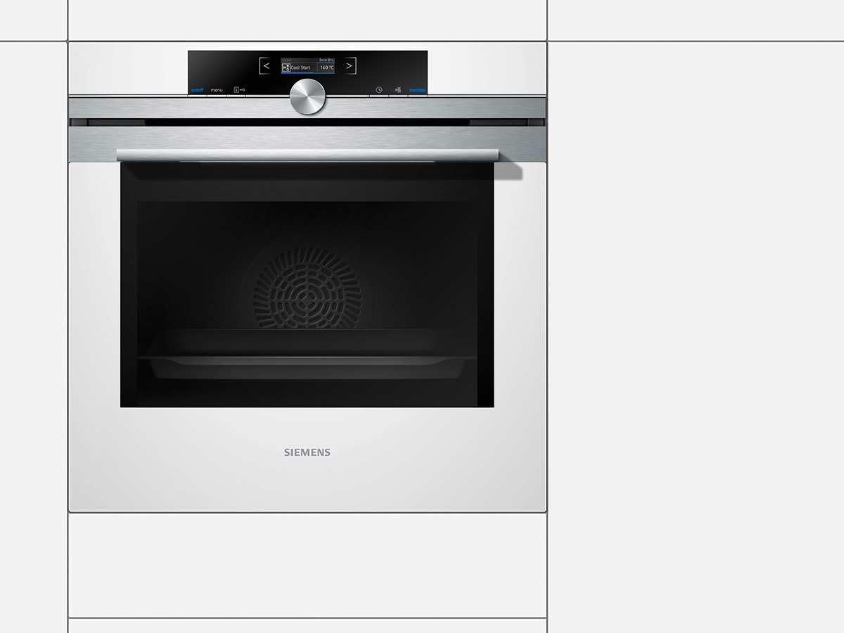 Siemens HB634GBW1 iQ700 Forno elettrico da incasso/bianco/A+ / coolStart-No preriscaldamento/Porta del forno con SoftMove per apertura e chiusura ammortizzate/Aria calda 4D [Classe di efficienza energetica A+]