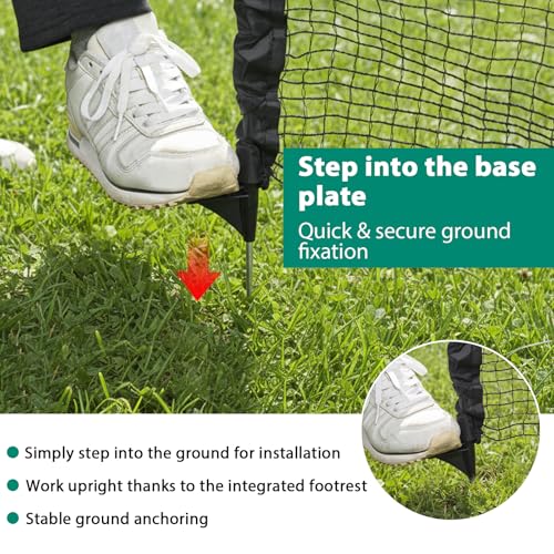 Image of HIDALIFE Temporary Fence with Posts,Safety Barrier for Dog Snow Plastic Mesh Fencing with Fiberglass Stake Windbreak Rope,Movable Fencing Roll for Garden Backyard Outdoor Animal Protect (3'x50' Black)