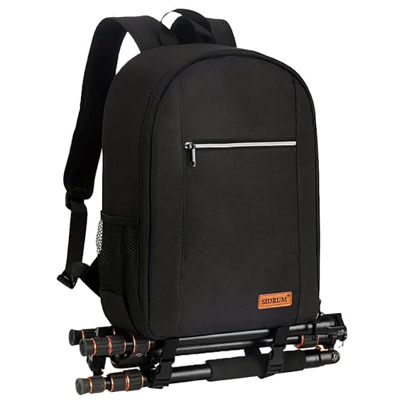 SIDRUM W8 Camera Backpack with Removable Padded Dividers and Rain Cover | Photography Camera Bag Waterproof | Camera Cases for DSLR camera with lenses, Tripod, 15.6