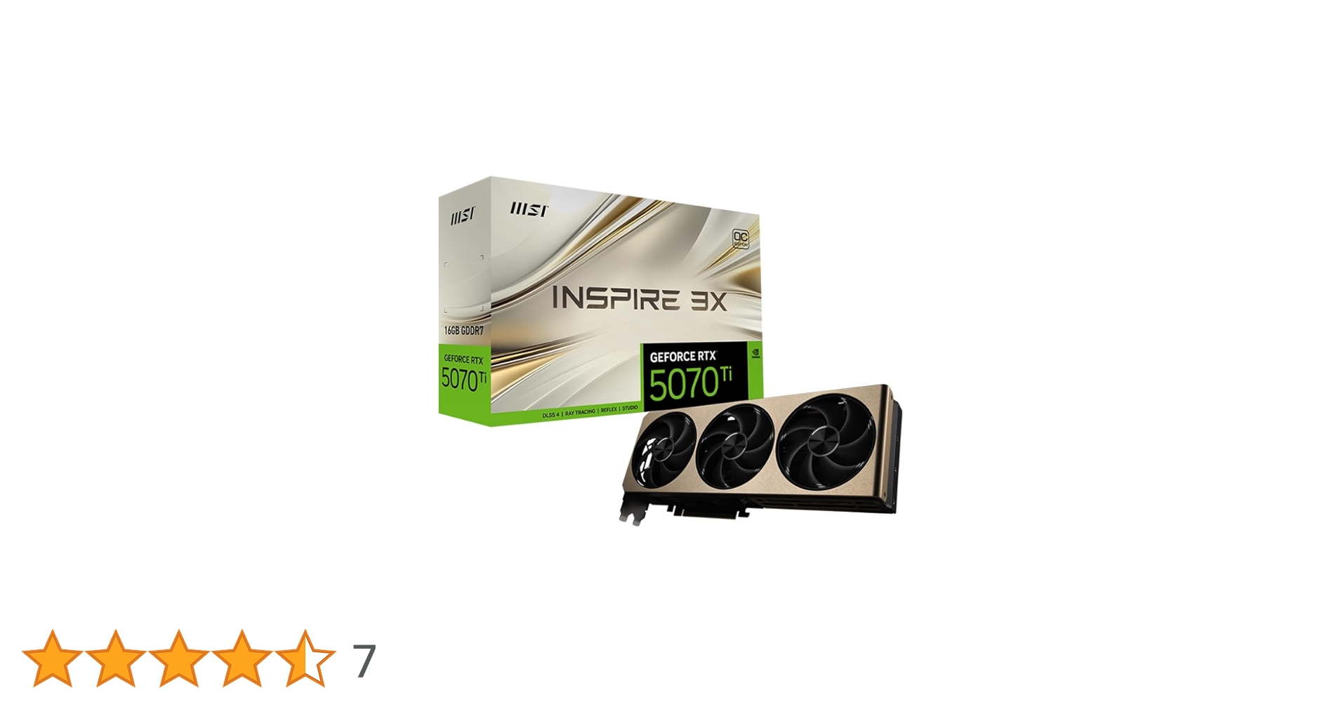 MSI Gaming RTX 5070 TI 16G Inspire 3X OC Graphics Card (16GB GDDR7
