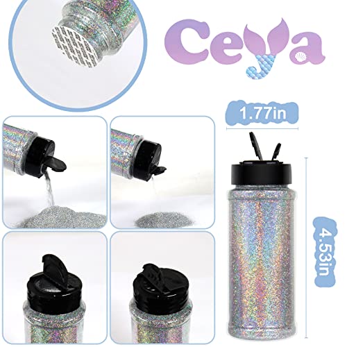 Ceya 3.5oz/ 100g Ultra Fine Glitter Powder Laser Silver Holographic Glitter 1/128” 0.008” 0.2mm for Slime Epoxy Resin Craft Tumbler Jewelry Nail Art Festival Makeup Scrapbook Painting Wedding Cards - Image 4