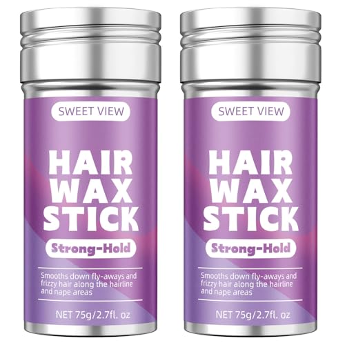 SWEET VIEW Cera para el cabello en barra, bálsamo de fijación flexible para alisar cabellos rebeldes, encrespados, coletas, moños, accesorios de peinado para mujeres, niñas y niños