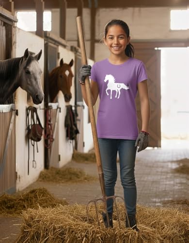 Image of Tstars Fitted Tee for Girls 4th of July Shirt | Patriotic American Cute Kids Heart Graphic Horse T-Shirt