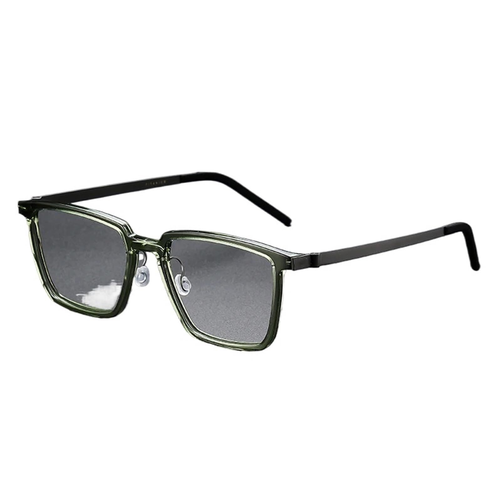 KLJUddGY Square Eyewear Frames Non Prescription Eyeglasses Titanium Glasses Men Reading Glasses No Screws Spectacles for Computer Women(Gr�n)