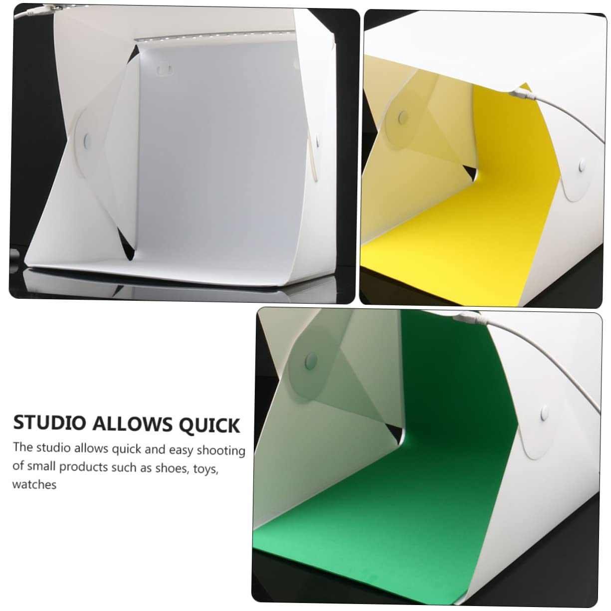 Mini Caja de Fotos Plegable Doble Tira Led, Abs Blanco para Fotografía