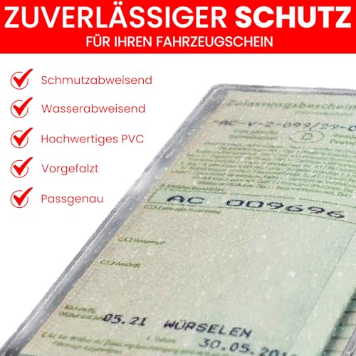 GHADA „Fahrzeugschein Hülle 3-teilig – Transparente Schutzfolie für Fahrzeugschein, Made in Germany, Robuste, langlebige Aufbewahrung“ dokumentenechte Ausweishülle, kristallklar und passgenau (1)