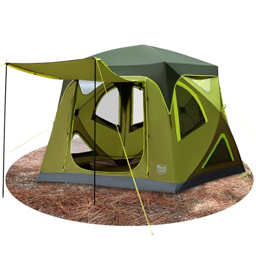 Timber Ridge 4 Person Instant Pop Up Hub Tent, Easy 60 Second Setup, Weather Resistant Camping Family Cabin Tent with Rain Fly and Carry Bag for Camping Hiking Outdoor Travel