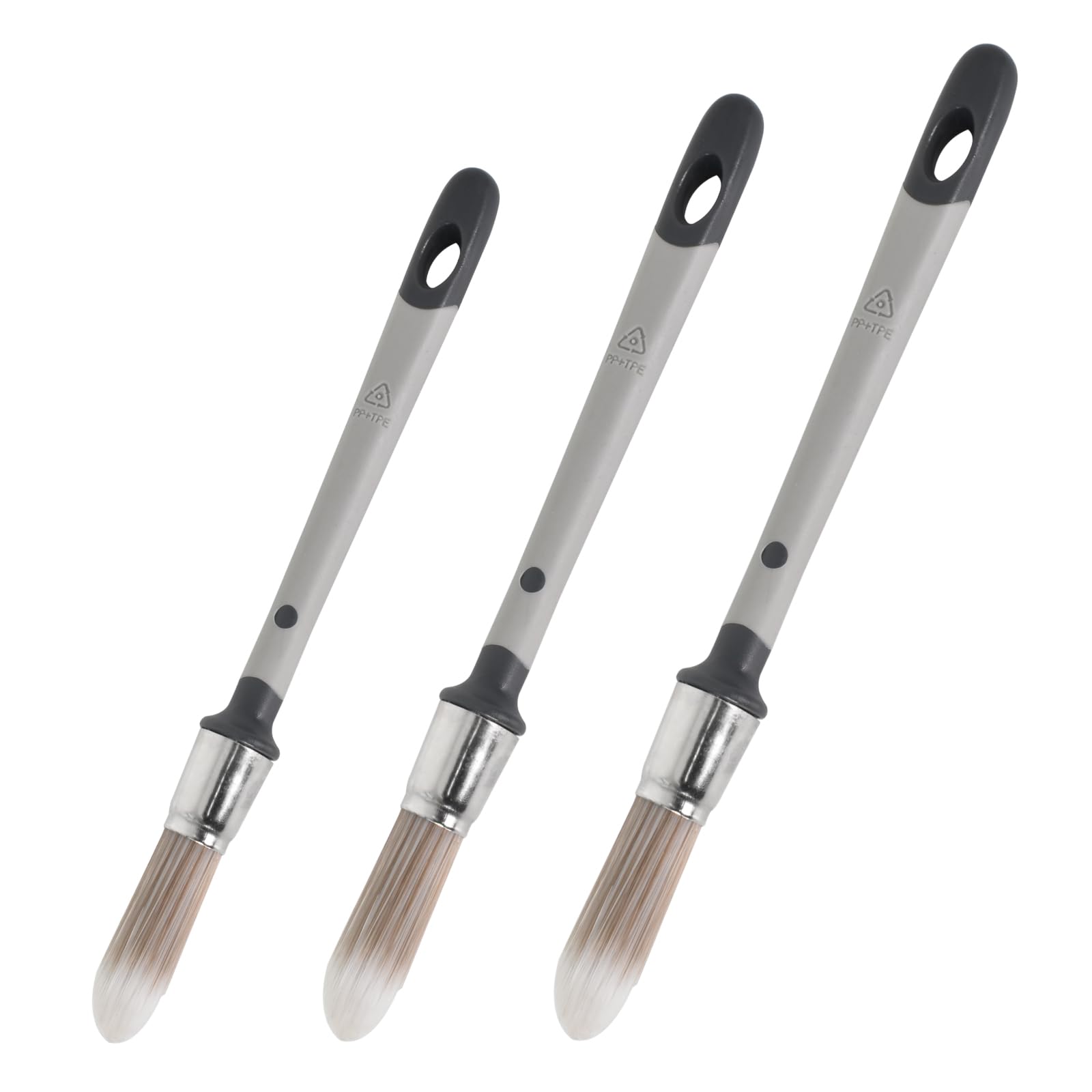 Pinceles Pequeños para Paredes y Techos, 3 Piezas Pinceles de Pintura Redondo, Herramienta de Brocha para Recortar para Esquinas, Vitrinas, Cercas, Bordes, Áreas Estrechas, Retoque (12mm, 15mm, 19mm)