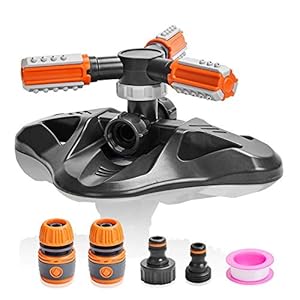 Monumen Garden Sprinkler, Upgrade Lawn Sprinkler Automatic 360 Degree Rotating Irrigation Sprinkler System Easy Hose…