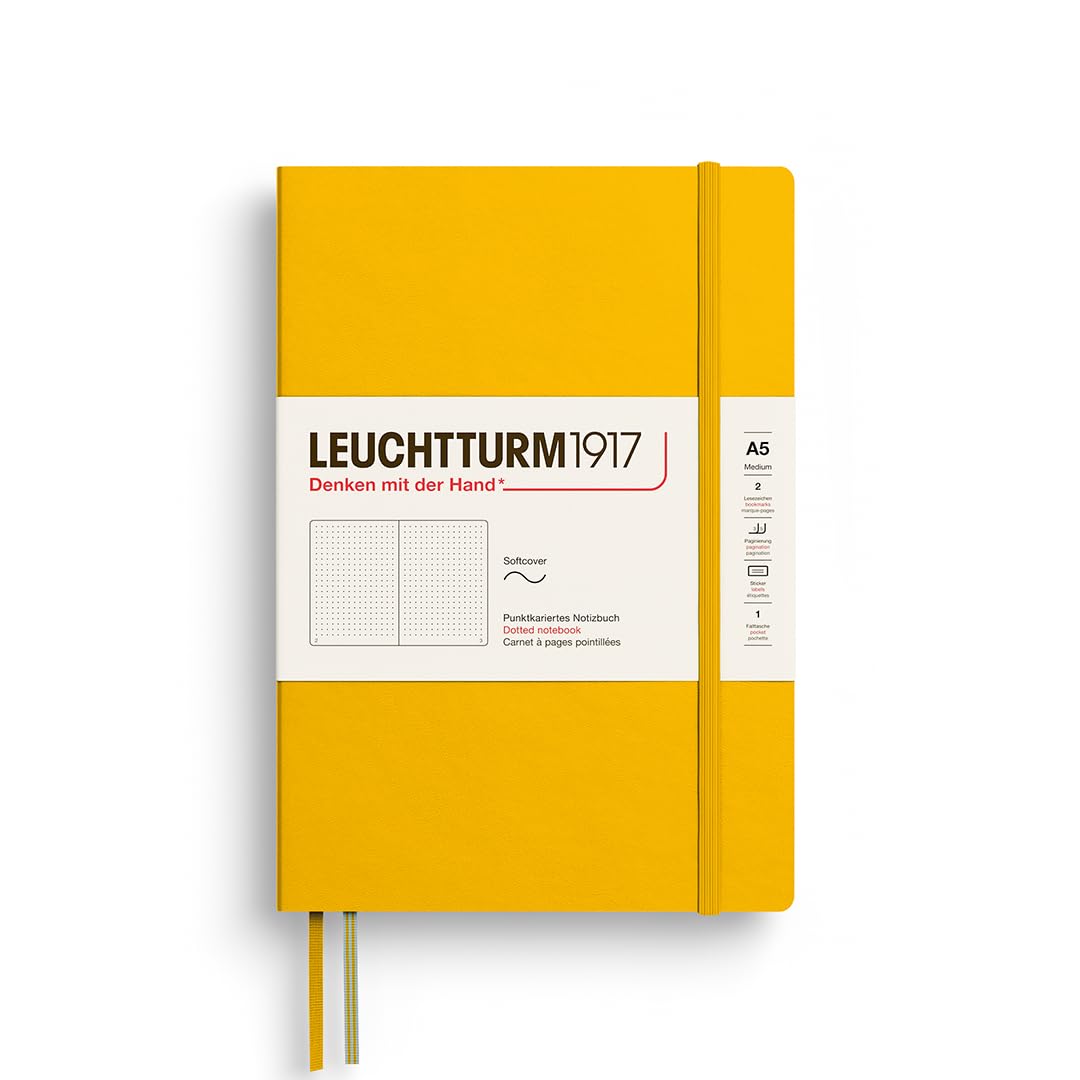 LEUCHTTURM1917 374000 Notebook Medium (A5), Softcover, 123 Numbered Pages, Sunflower, Dotted