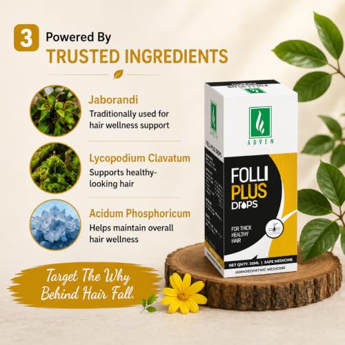 Image of Folli Plus Hair Root Nourishment & Scalp Wellness Drops | Homoeopathic Formula for Hair Strength, Scalp Health Wellness Support | 2 x 30 ml