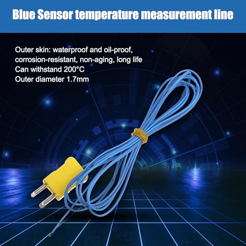 Image of 2 Meter K-Type Temperature Sensor Mini-Connector Probe Sensor Temperature Sensors Measure Range -40 to 400 Degrees Celsius (-104 to 752 Degrees Fahrenheit) for Thermocouple Sensors(20 Pieces)