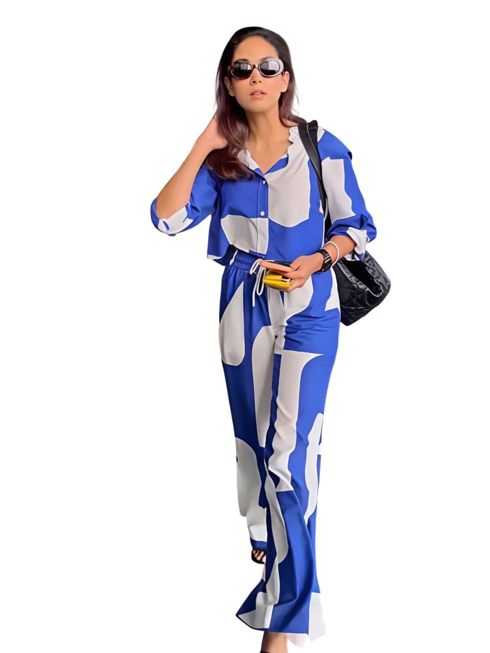 Greciilooks Stylish Co-Ord Set For Women  Trendy Korean Summer Travel Outfit | Lightweight Two Piece Dress For Beach & Holiday Look Blue