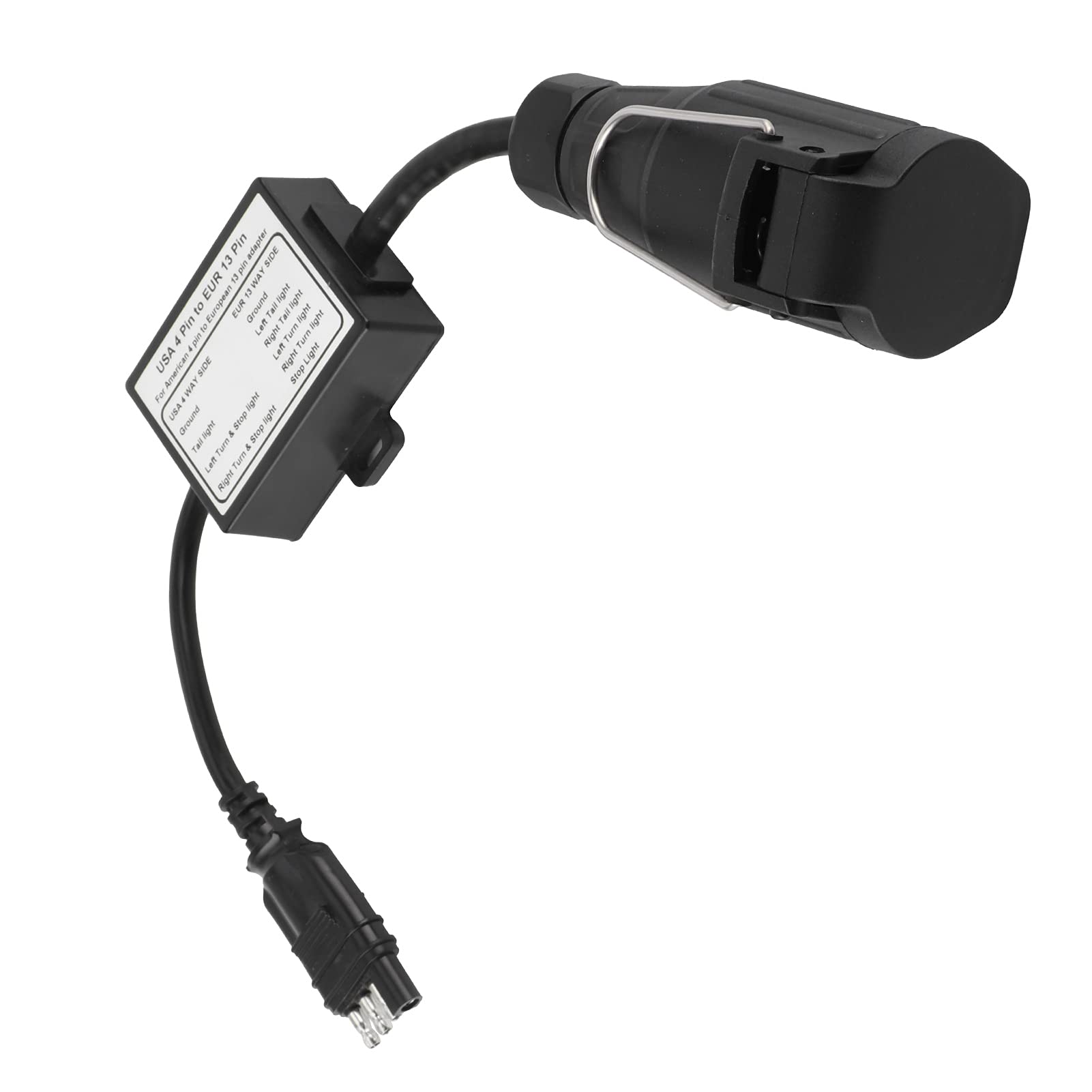 Convertidor de Luces de Remolque de 4 Pines estadounidenses a 13 Pines Europeos, Adaptador de cableado para Remolque de vehículos estadounidenses a remolques Europeos, Plug and