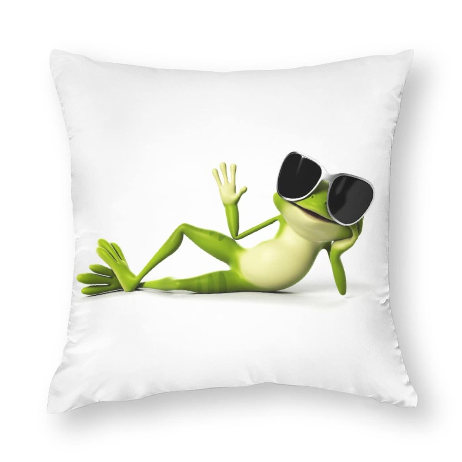 Federa per cuscino con motivo a rana e pois verde, motivo animale, a doppio lato, in peluche, per divano letto, 45 x 45 cm