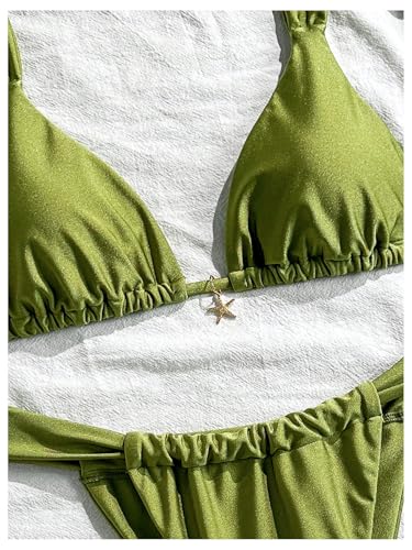 Women's 2 Piece Bikini Sets Starfish Decor Tie Back High Cut Swimsuit Cheeky Bathing Suit4