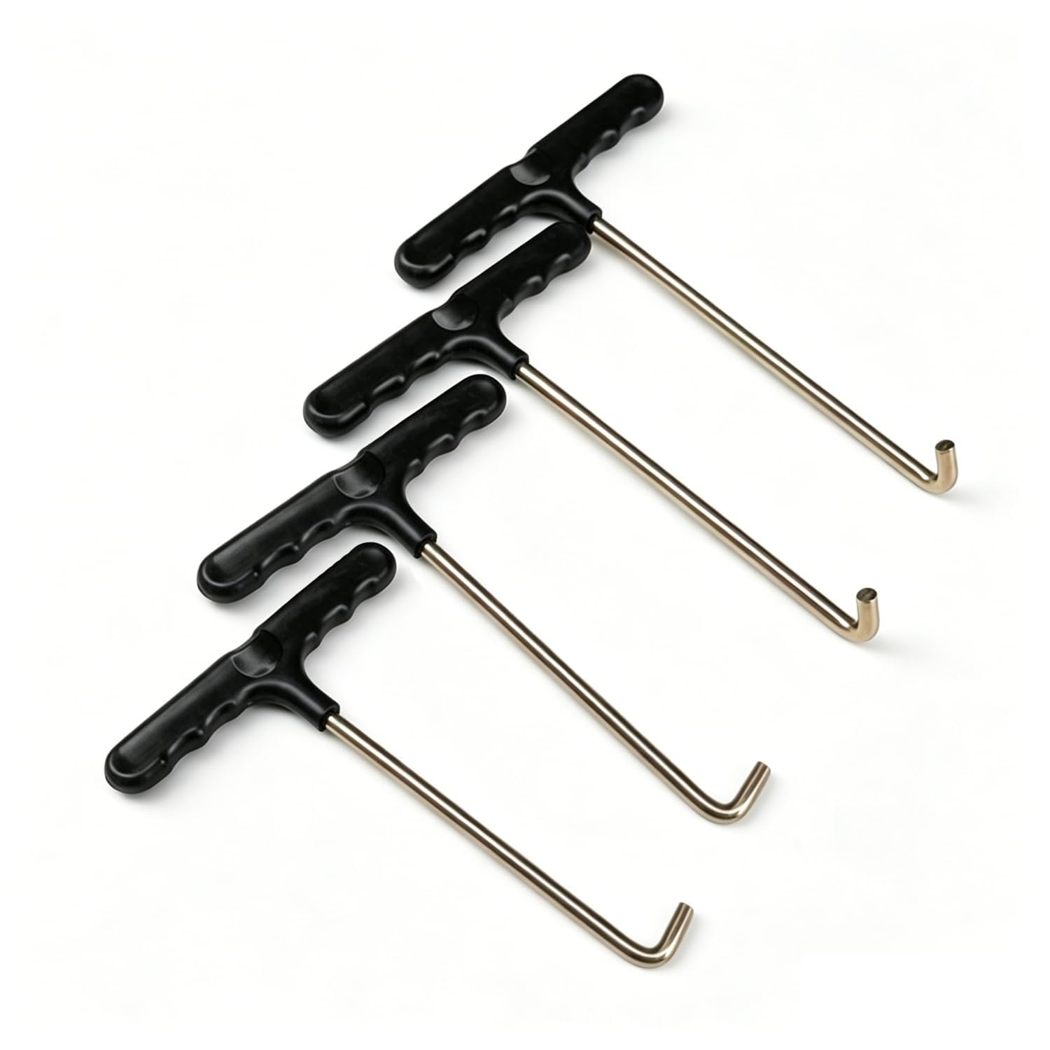 Flycen 4 Pack Trampoline Spring Pull Tool Heavy Duty T-Hook Tent Peg Puller for Safe Spring Installation & Removal Universal Trampoline Accessories