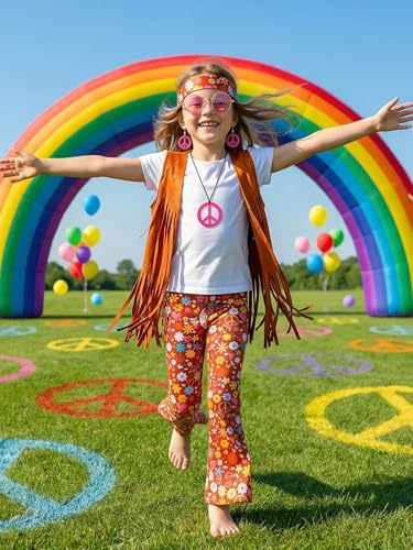 Disfraz hippie para niñas 6-7 años miniatura 4
