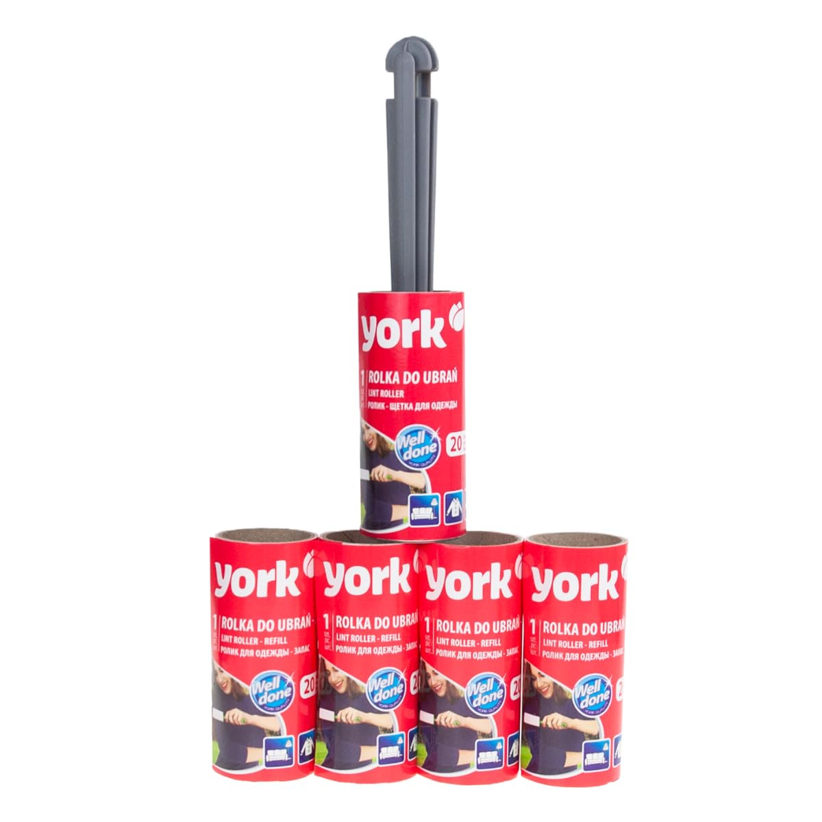 York Rolki do ubrań z rolką do kłaczków, każda rolka ma 20 arkuszy (rolki do ubrań z 4 wkładami York)