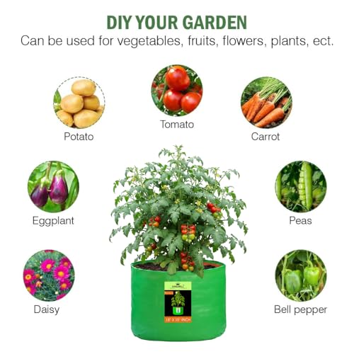 Image of Kingwell Grow Bag 18 X 15 INCH, PACK OF 4 For Terrace Garden Leafy Vegetable Plant Grow Bags Fruits Growing Containers For terrece Gardening (18 X 15 INCH, PACK OF 4)