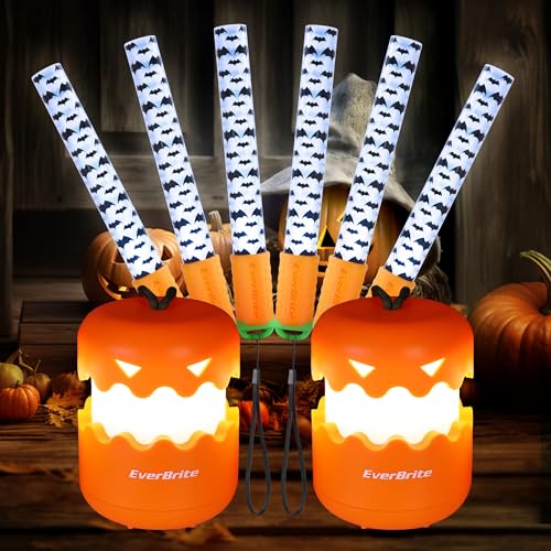 EverBrite Halloween Collapsible Pumpkin Lantern and Bat Glow Stick Set