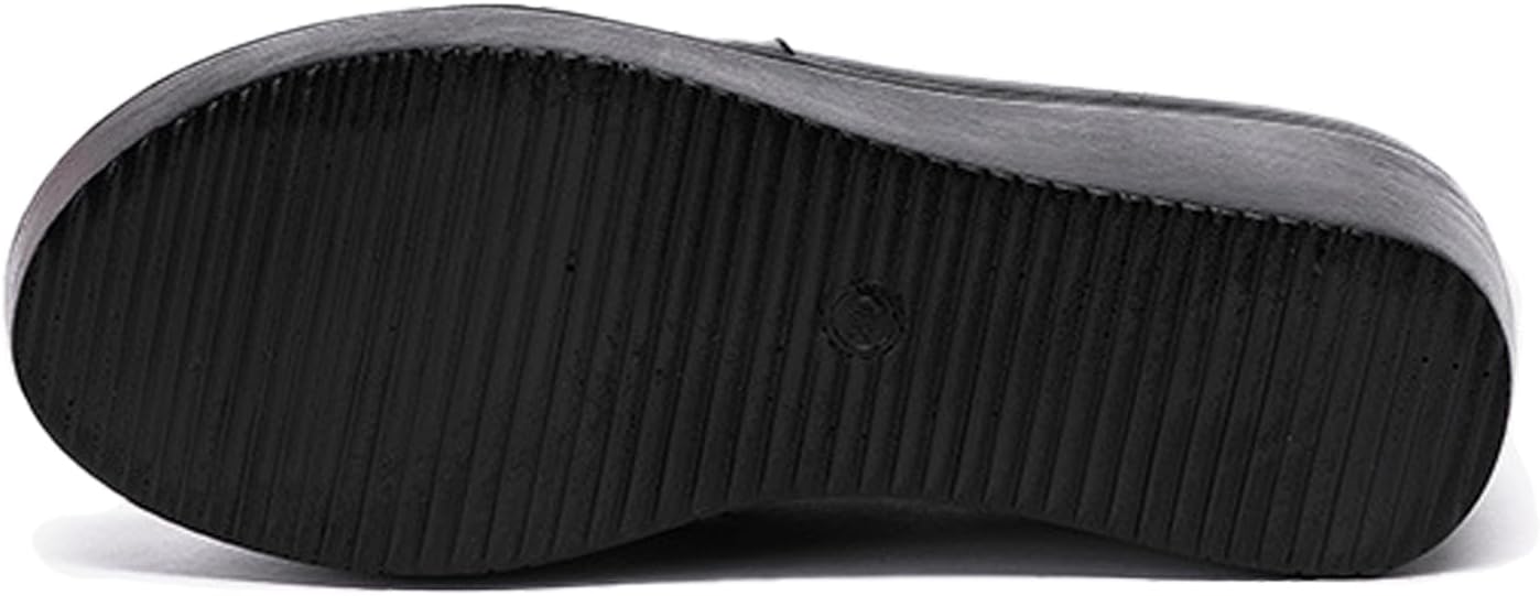 Women's Leather Wedge Heel Slip On Booties Comfort Round Toe Non Slip Platform Ankle Boots Casual Shopping Walking Loafers - Image 6