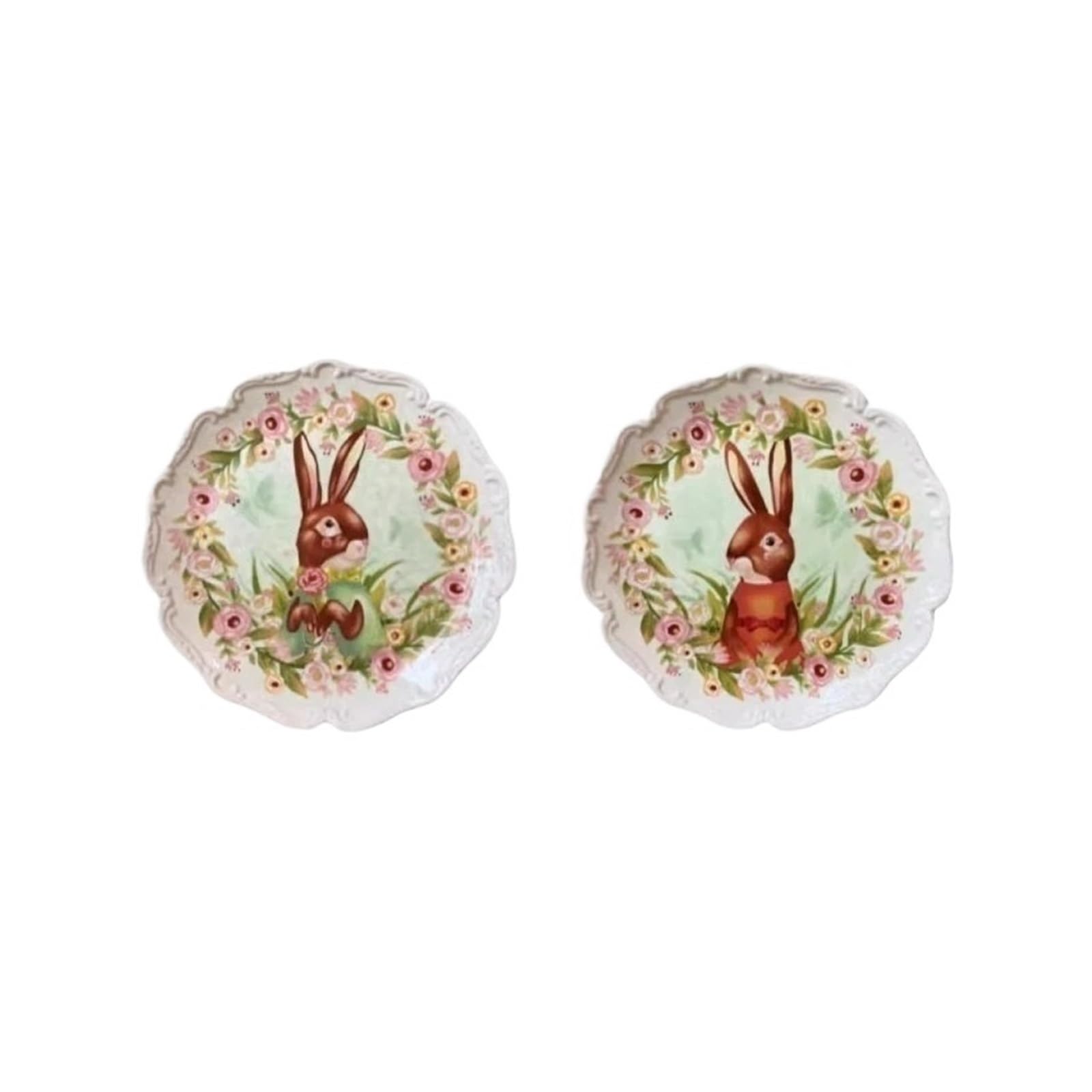 Set di piatti in ceramica simpatico coniglio da 2 pezzi decorativi per Contenitore(20.5cm)