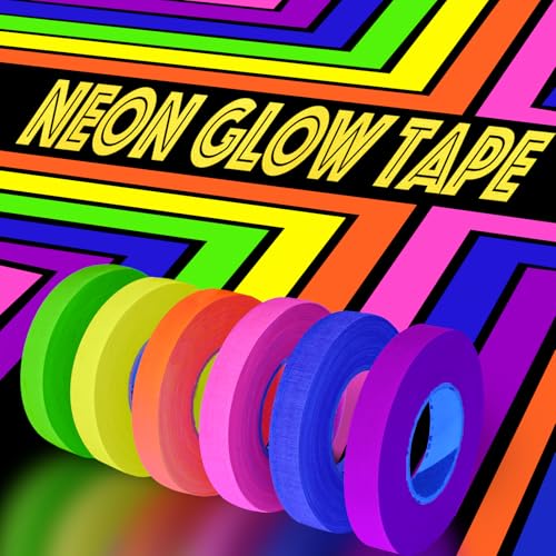 Image of UV Blacklight Reactive Fluorescent Cloth /Neon Gaffer Tape, Super Bright Spike Tape for Glow Party Supplies, 2 /5 in x 36 ft - 6 Colors