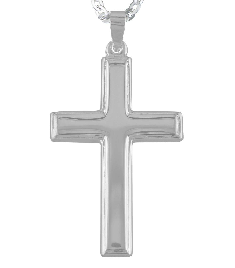 Alylosilver Silver Cross Pendant Necklace for Men - Includes 45 cm Silver Chain and Gift Case