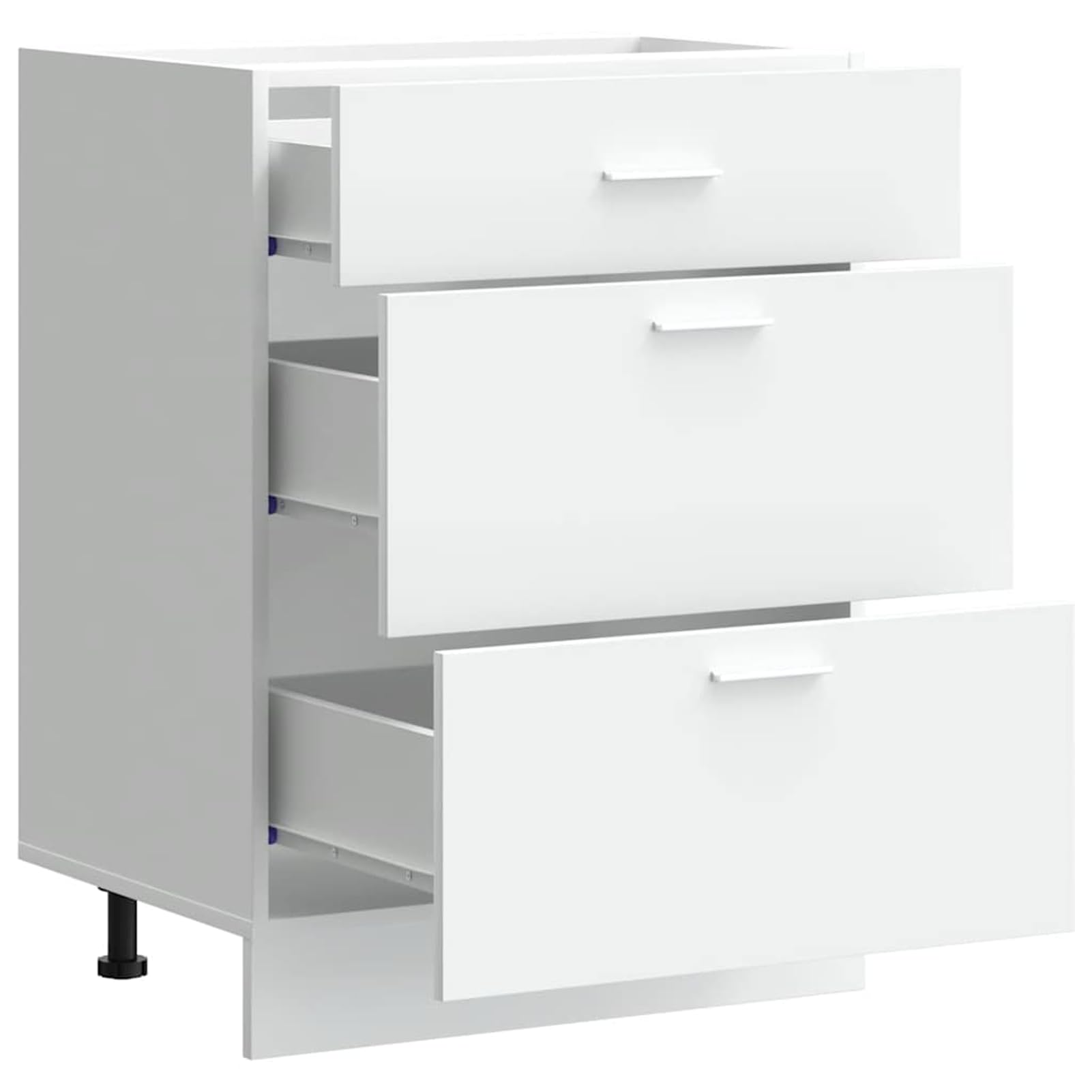Mobile da cucina bianco, in legno, larghezza 60 cm, altezza 81,5 cm, con 2 cassetti e piedini regolabili in altezza, per cucine da incasso