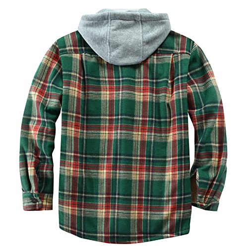 Image of Men's Cotton Plaid Shirt Jacket Fleece Flannel Sherpa Button Down