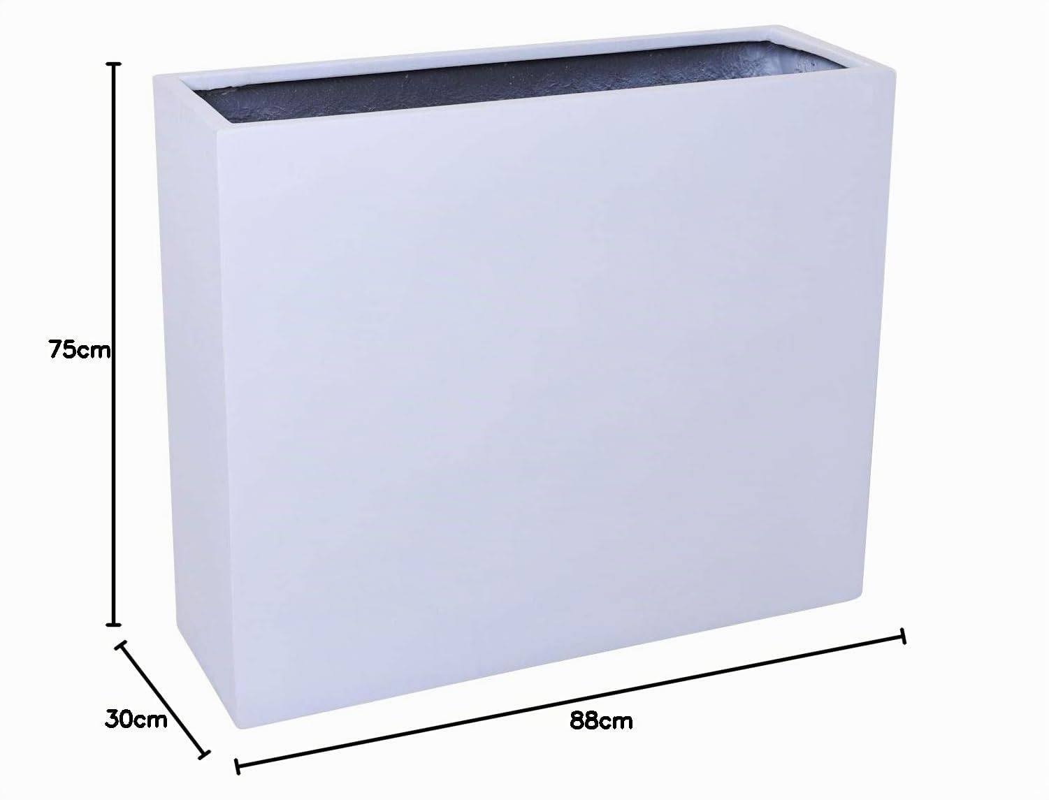 VIVANNO Großer Pflanzkübel Raumteiler auf Rollen - Fiberglas Weiß Matt | Wetterfester Blumenkübel 88x75x30 cm für Außen & Innen, inkl. Zwischenboden, mobil für Gastronomie & Hotel