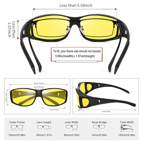 Image of URUMQI Polarized Sunglasses Fit Over Glasses for Men Women, Wraparound Sun Glasses UV400 Protection for Driving Fishing