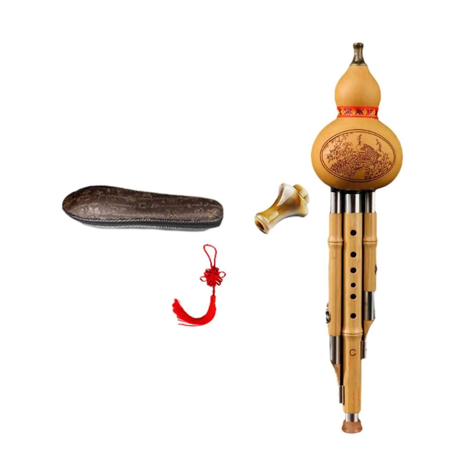 początkujących Hulusi Flet Instrument Fletowy Hulusi Z Torbą Do Przechowywania. Instrument Gurda Cucurbit Flet Do Nauki Muzyki. Wykonywanie Ćwiczeń (Color : C key)