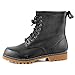Laforst Womens Slip Resistant Classic Lace Up Boots Black Tumbled Leather Rubber Sole 8.5