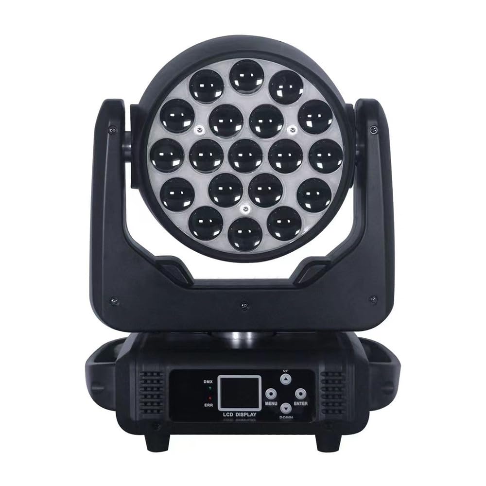 Weikass Led 19x15W DMX Zoom Wash Moving Head Stage Light for Church, Theater, Studio,Events,Dj,Bar,Disco (1 Light)