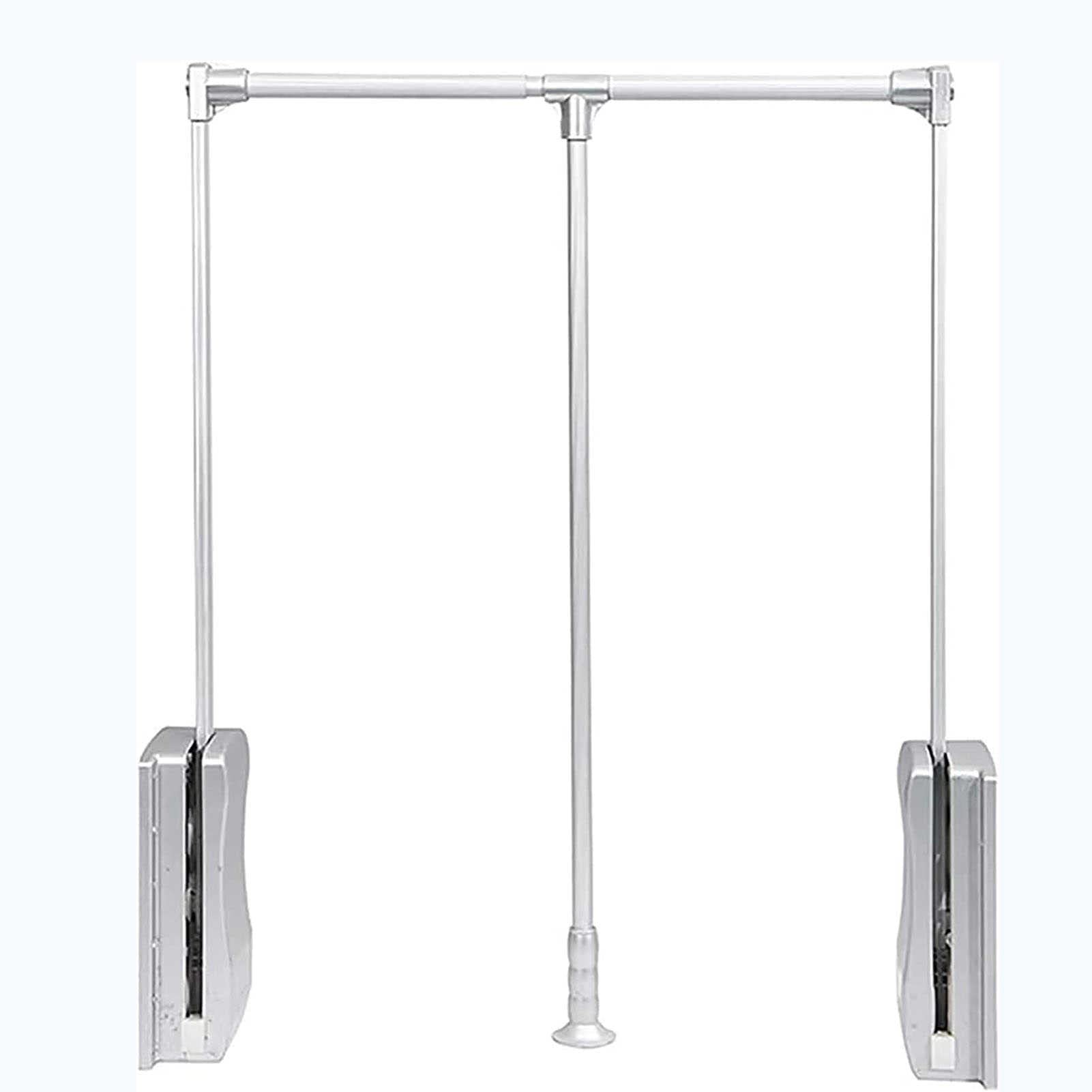 AYCDL Adjustable Pull Down Aluminum Wardrobe Rail Hanr, Extendable Lift Clothes Rail for Wardrobe Bedroom Closet, Effective Space Saving, Brown.,White-660-890mm