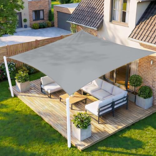 HENG FENG Sonnensegel 2.5x3m Rechteckig Wasserdicht mit 95% UV-Schutz Sonnenschutz für Garten Terrasse Balkon | Wetterfest & Windstabil aus hochwertigem PES Polyester | Grau