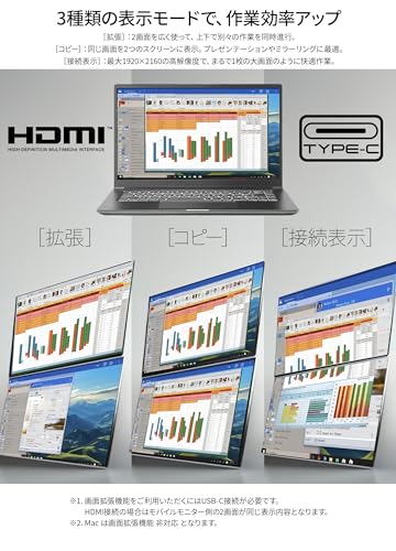 Image of JAPANNEXT Dual Screen Mobile 23.8 inches x2 IPS Full HD (1920x1080) 100Hz | Charging Via USB-C(45W) Built-in speakers HDMI(x1) USB-C(x1) Jack(x1) | JN-DMD-IPS238F-C4
