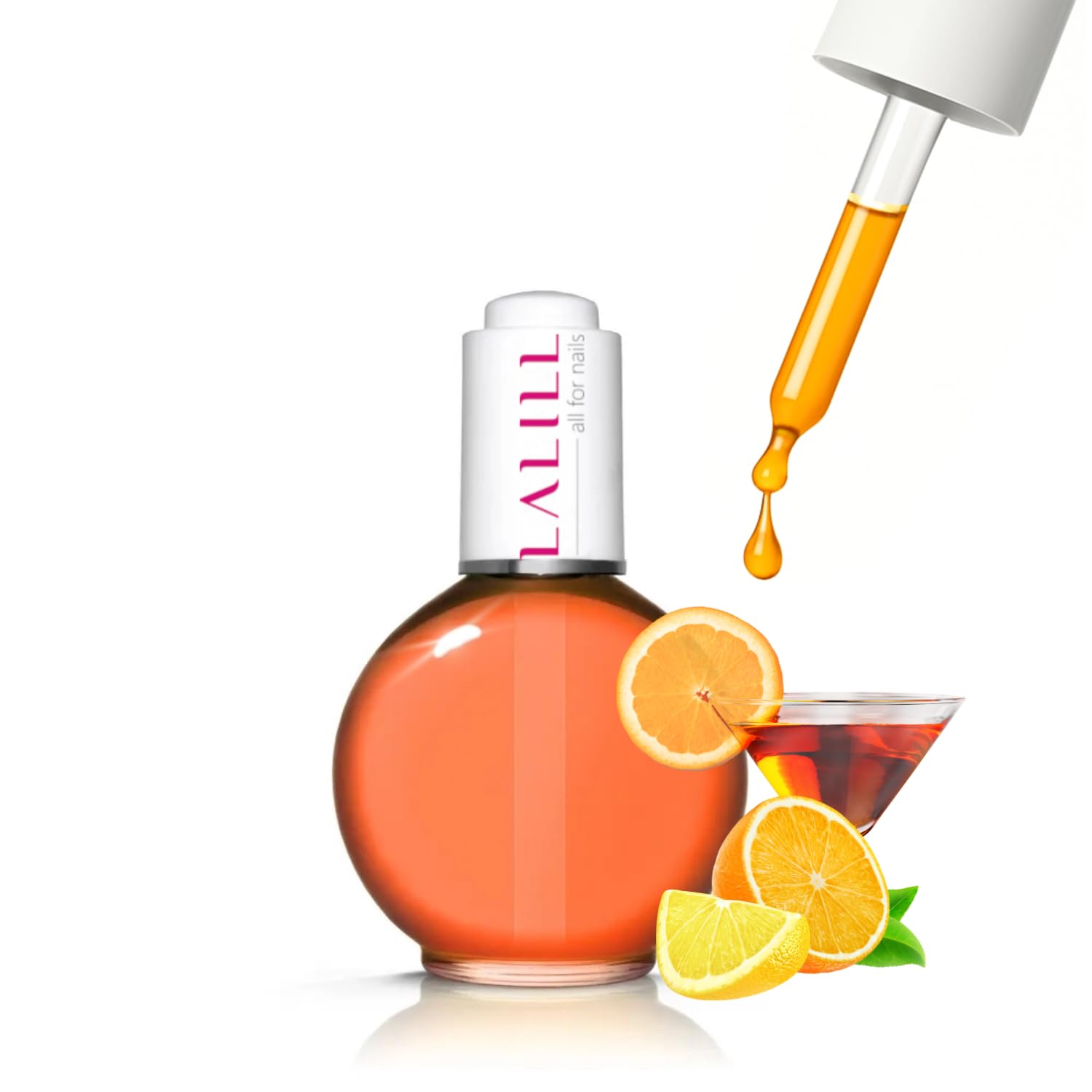 LALILL Olejek do skórek do paznokci 75 ml – pomarańczowy koktajl olejek do pielęgnacji paznokci – olejek do pielęgnacji paznokci – SPA manicure Nail Design ręce – wegański – z pipetą