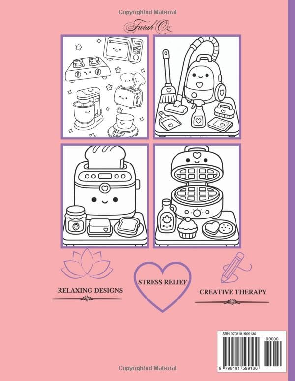 Adorable Kitchen: Appliances & Gadgets Coloring Book: 30 Cute and Easy Kawaii Designs for Relaxation and Fun | Perfect for Kids, Teens & Kawaii Lovers image 3