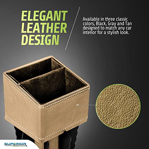 Superior Essentials Car Phone Holder & Key Storage Expander for Cupholder - Universal Size Phone Mount for Car - Elegant Design with Easy Installation - Effortless Charging Cell Phone Holder for Car